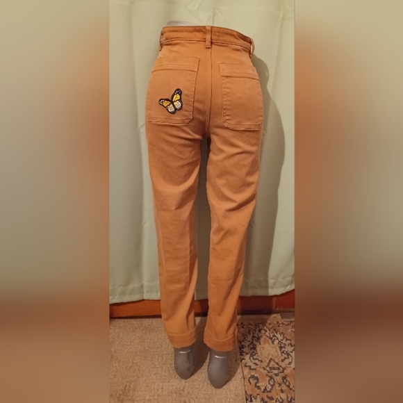 🍒 Everlane The Slim Leg Crop High Rise Mustard Yellow Jeans - Picture 2 of 5